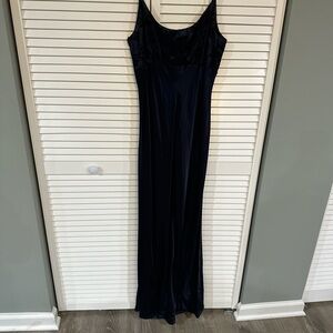 Elegant Navy Satin Slip Dress